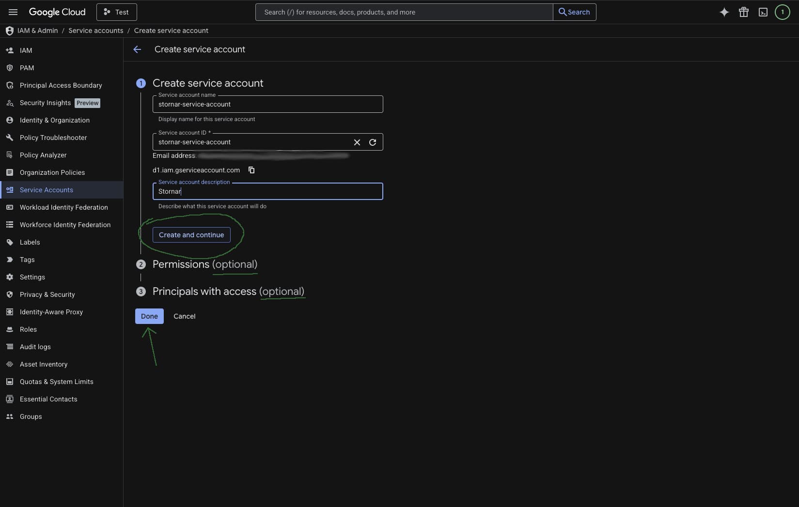 Create a Service Account screenshot 2
