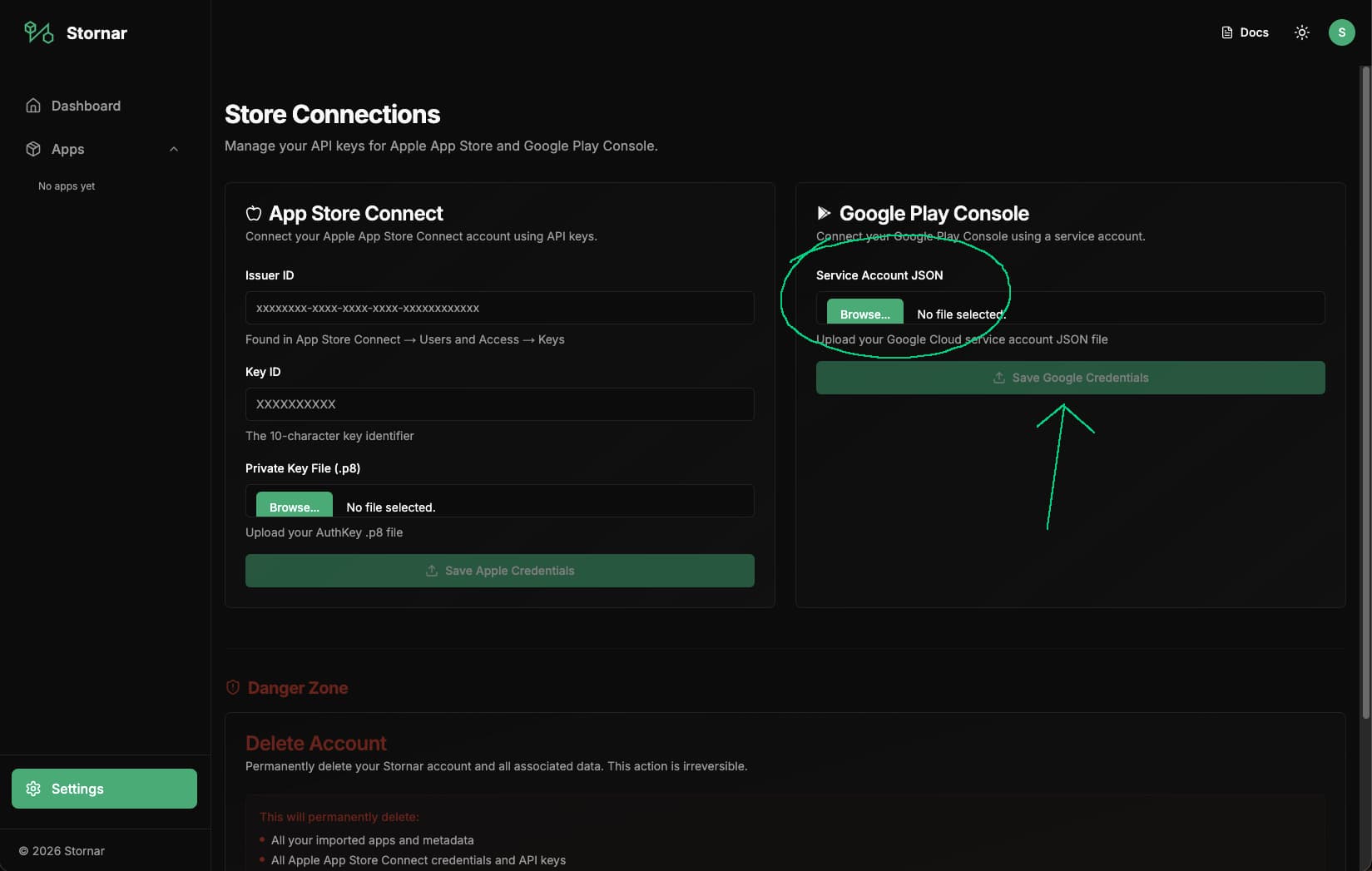 Import Google Play Console Credentials screenshot 1