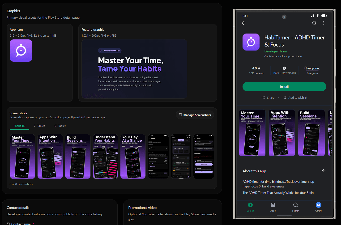 Screenshots in the release flow